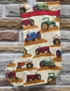Homemade CLASSIC TRACTORS CHRISTMAS STOCKING 17.5"×12.5" - Picture 1 of 6