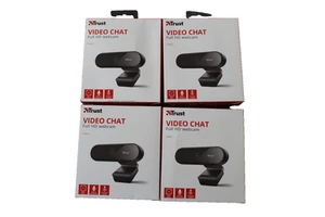 lot of 4 Trust Tyro Full Hd 1080P Webcam Usb Cable With Tripod Stand - Photo 1/2