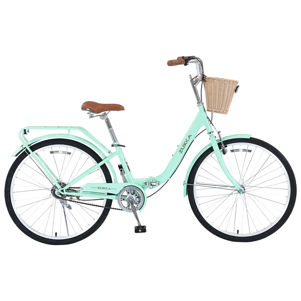 Bicicleta plegable de una sola velocidad para dama de 26", cuadro de acero duradero, diseño compacto para Easy S Foto 1 de 4