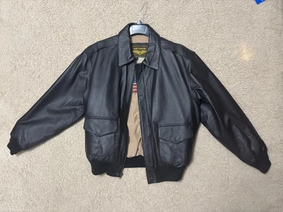 Air force Landing Leather Jacket Mens Brown Flight Bomber Size Medium - Image 1 of 3