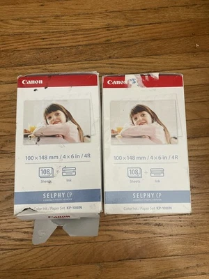 Lote de 4 piezas de tinta/papel de color Canon KP-108IN 4x6 para impresoras SELPHY postales Foto 1 de 4