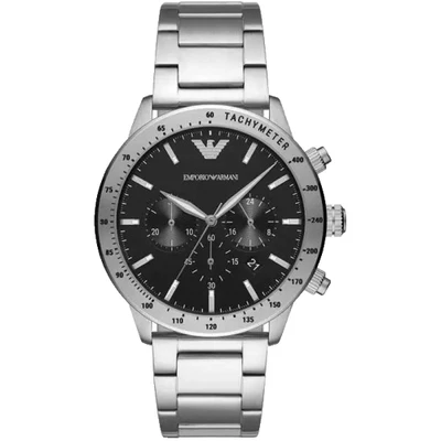 EMPORIO ARMANI CHRONOGRAPH AR11241 BLACK DIAL SILVER BRACELET 43MM MENS WATCH - Image 1 of 4