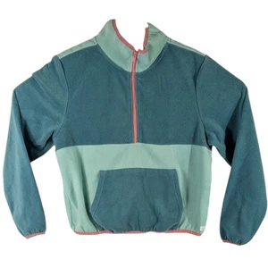 Billabong Fleece Jacket Surfer Girl Green Womens Half Zip Size Medium Beach Pink - Picture 1 of 9