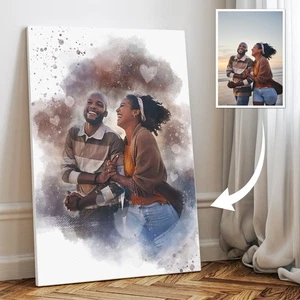 Custom Watercolour Portrait From Photo Personalised Gift, Wedding, Kids, Baby - Picture 1 of 9