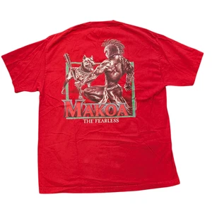 Vintage Makoa The Fearless Shirt Mens XL Red Hawaiian Strength Graphic T-shirt - Picture 1 of 5