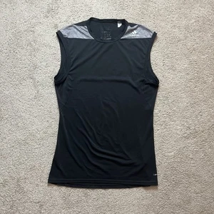 Adidas Climalite Techfit Compression Shirt Men’s Large Sleeveless Black Gray - Picture 1 of 5
