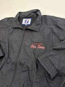 Vintage 90s Ohio State Buckeyes Logo 7 Black Windbreaker Jacket SZ 2XL - Bild 1 von 7