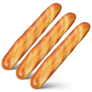  3 Pezzi Pane Giocattolo Modello Pu Artificiale Realistico Lungo Falso per Fotografia Props - Foto 1 di 12