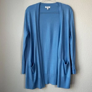 Nordstrom Damen Gr. S Long Strickjacke vorne offen Wollmischung blau mit Taschen - Bild 1 von 10