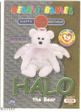 Ty S2  Beanie Card-Happy Birthday HALO THE BEAR GREEN