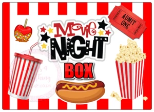 Movie Night Large Rectangle  Stickers Letterbox Birthday Party Bag Sweet Box - Picture 1 of 1