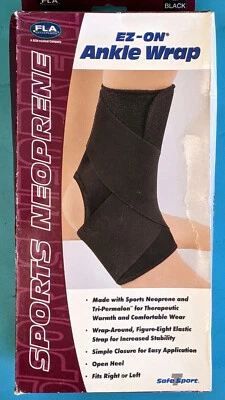 2 PACK - FLA Black Sports  EZ-On Ankle Wrap Neoprene 40-550 - Medium or Large - Image 1 of 3