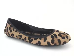 BANANA REPUBLIC Fur Ballet Flats Brown Black Leopard w Patent Women's US 7 EU 38 - Picture 1 of 7