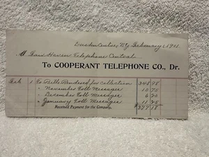 Dresden Centre, NY - Cooperant Telephone Company Billhead 1901 - Picture 1 of 10