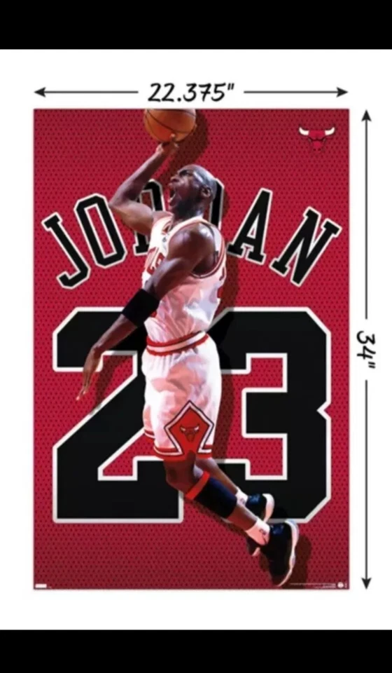 Michael Jordan Jersey Wall Poster 23 Chicago Bulls 22.375" x 34" NBA Basketball - Image 1 of 1