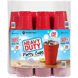 (240 CUPS) RED 18 oz. HEAVY DUTY PLASTIC PARTY DRINK/COKE CUPS USA MADE - Picture 1 of 5