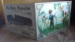 PUB ancienne "Au bon marché" CPA pliante avec un coloriage à réaliser (S49-20) - Imagen 1 de 2