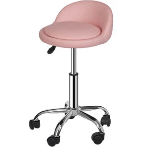 Adjustable Hydraulic Salon Stool w/Wheels Rolling Massage Stool Home Pink - Picture 1 of 18