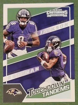 2022 Panini Contenders - Touchdown Tandems #TDT-LJA Lamar Jackson, Rashod... - Image 1 of 2