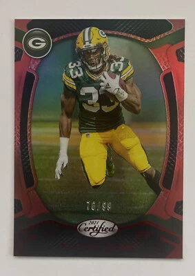 AARON JONES 2021 Certified Red Holo #d 76/99 Green Bay Packers New🏈🏈 - Image 1 of 4