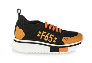 Authentic Fabi Leather Italian Designer Sneakers Black / Orange New - Picture 1 of 6