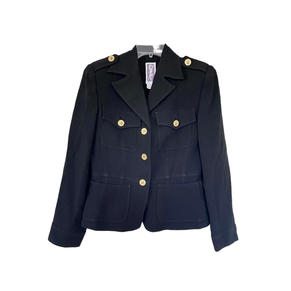 Vintage Zelda Military Fitted Single Button Blazer Jacket Black Women's Size 2 - Image 1 of 4