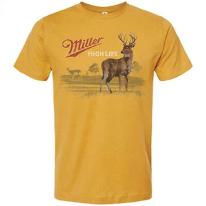 Miller High Life Wildlife Deer Yellow Colorway T-Shirt Yellow - Picture 1 of 7