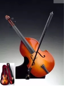 Realistic 9" UPRIGHT BASS Miniature Musical Instrument Figurine, Broadway Gifts - Picture 1 of 5