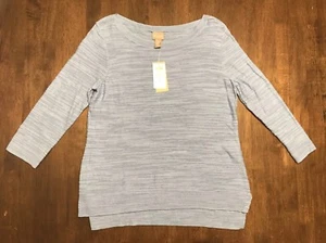 *NEW* CHICO'S *SIZE 0/SMALL/4* GIA BLUE BOATNECK LIGHTWEIGHT PULLOVER SWEATER - Picture 1 of 7