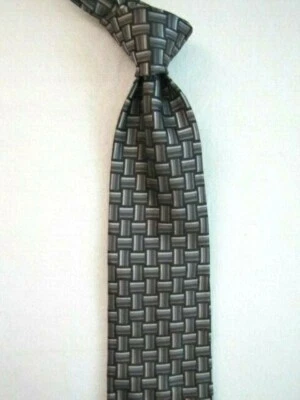ALTEA для ANGELOS итальянский роскошный шелковый галстук серый сплетенный геометрический Италия новый - Изображение 1 из 4