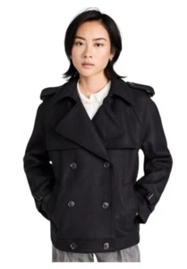 Nili Lotan Amaury Black Short Coat sz M - Foto 1 di 6