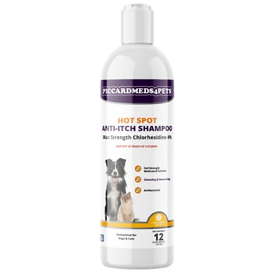 Piccardmeds4pets Hot Spot Anti-Itch Max Strength Chlorhexidine 4% Shampoo 12 oz.