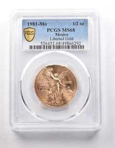 1981 Mo Mexico 1/2 Onza Gold Libertad MS68 PCGS *7985 - Picture 1 of 3