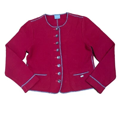 Chaqueta Geiger Mujer 40 Rojo Colección Austria Lana Blazer Metal Botón Suéter Foto 1 de 4