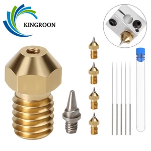 10 Pcs M6 0.4mm Brass Nozzle Stainless Steel Tips Needles for E3D V5 V6 Extruder - Afbeelding 1 van 6