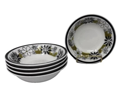 MIKASA LEILANI 5 MEDIADOS DE SIGLO 6" CUENCOS NEGRO AGUACATE VERDE NEGRO FLORAL Foto 1 de 4