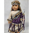 Doll Outfit Native Dress Beading Shells Purple Fur Trim Fits American Girl 18" 