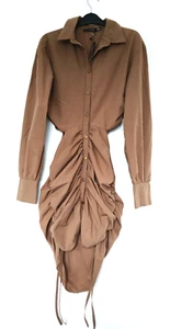 BNWT PLT Ladies Ruched Button Front Dress in Mocha Brown Design, Size 10 - Picture 1 of 4