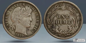 1910 Barber Dime, Extreme Fine Condition, Ryan's Rare Coins & Antiquities, C7654 - Picture 1 of 3