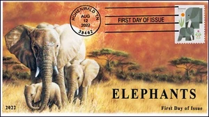 22-185, 2022 , Elephants, Pictorial Postmark, First Day Cover, Hohenwald, - Picture 1 of 1
