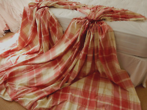 Laura Ashley Pair Lined Curtains Tartan/Plaid 100% Cotton Huge 88.5"D 86"W VGC