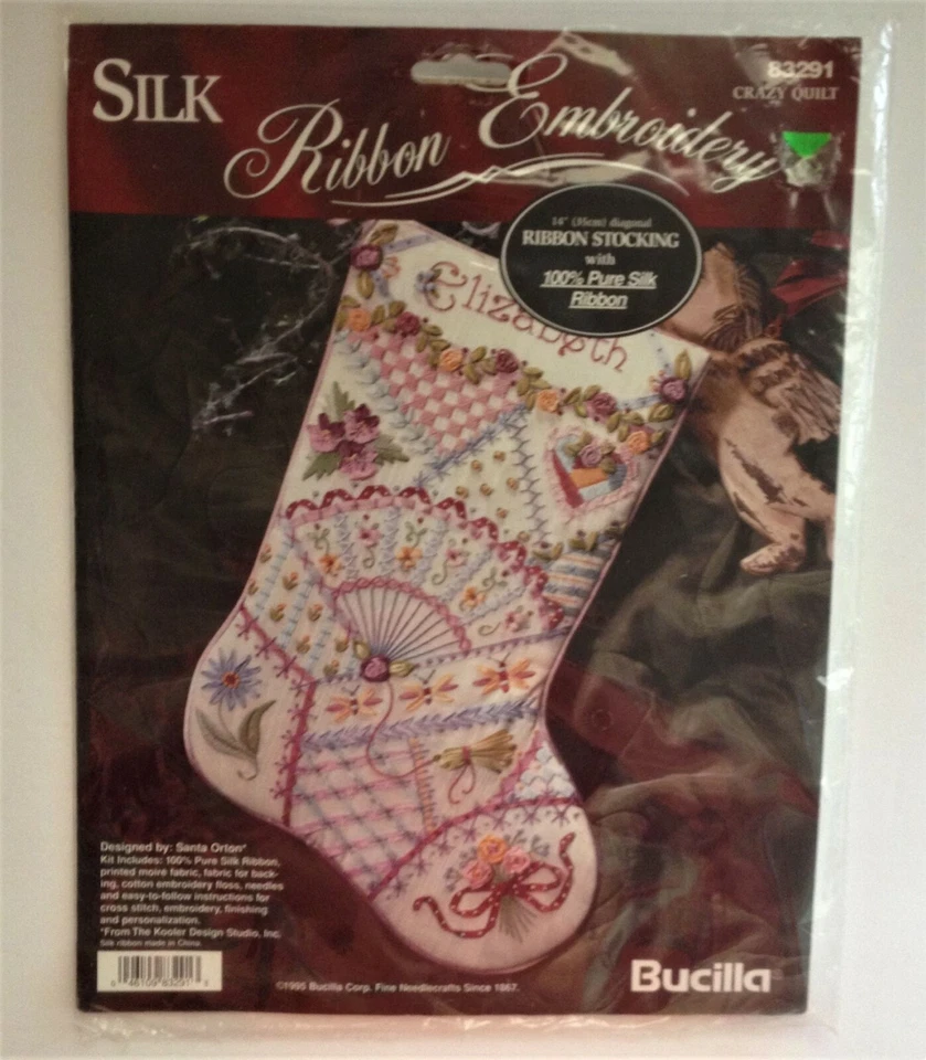 Bucilla Silk Ribbon Embroidery Christmas Stocking Kit 83291