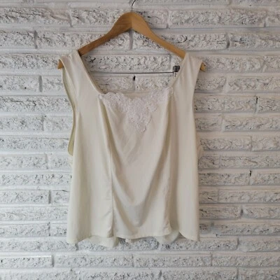 Cato Womens Top 22W 24W Plus Tank White Crochet Trim Poly Blend Lightweight - Imagem 1 de 4