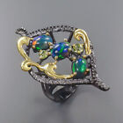 Natural Heated Black Opal Ring 925 Sterling Silver Size 8.5 /B-R1272