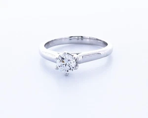0.5CT Lab-Created Diamond E/VVS1 Round Cut 14K Gold Prong Classic Solitaire Ring - Picture 1 of 4