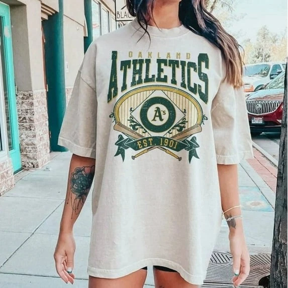 Oakland Athletics MLB Béisbol Remake Unisex Blanco Camiseta Clásica HN4281 Foto 1 de 1