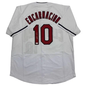 Autographed/Signed Edwin Encarnacion Cleveland White Baseball Jersey JSA COA - Picture 1 of 4