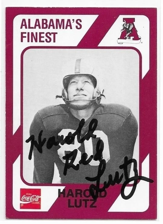HAROLD RED LUTZ Autographed Signed 1989 card #164 Alabama Crimson Tide Football - Image 1 of 1
