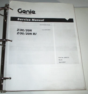 Genie Z-30/20N & Z-30/20N RJ штанга подъема запчасти каталог и руководство по обслуживанию - Изображение 1 из 4