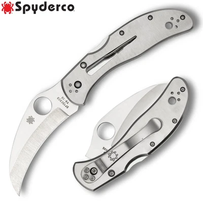Spyderco Harpy VG-10 Satin Plain Hawkbill Blade Stainless Steel Handles C08P - Image 1 of 3